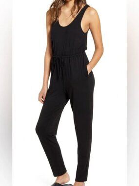 BP Black Casual Jumpsuit Scoop Neck Tie Waist